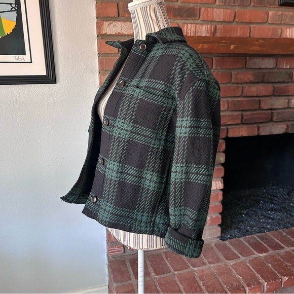 NWT Madewell Flannel Boxy Shirt-Jacket in Green Plaid Sz XS - Picture 6 of 11